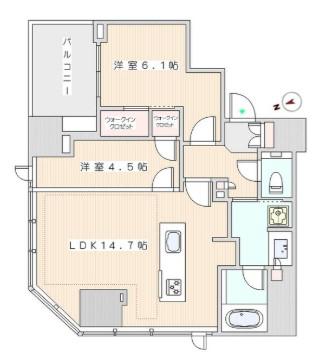 パークホームズ浜松町(2LDK/13階)の間取り写真
