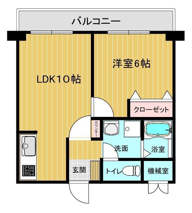 クリンゲル生駒(1LDK/4階)の間取り写真