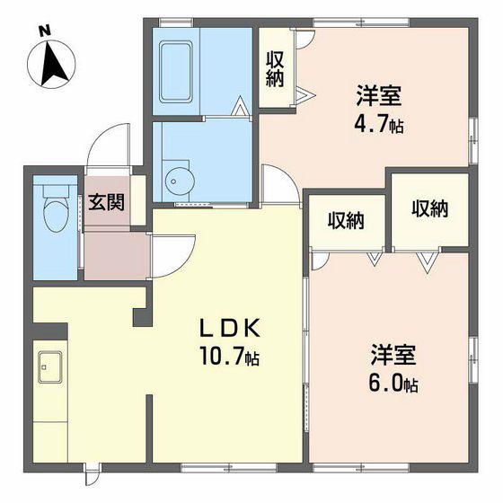レトアローゼ(2LDK/2階)の間取り写真