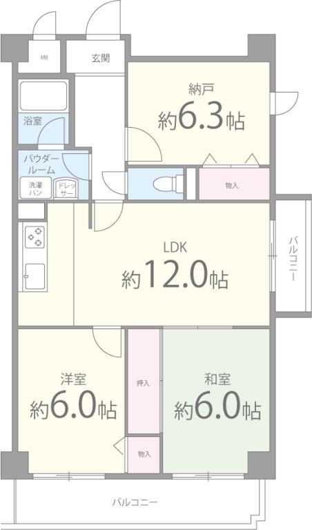 ハイアットプレイス(3LDK/1階)の間取り写真