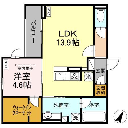 LAKE LOUISE(1LDK/2階)の間取り写真