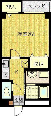 パークサイド(1K/1階)の間取り写真