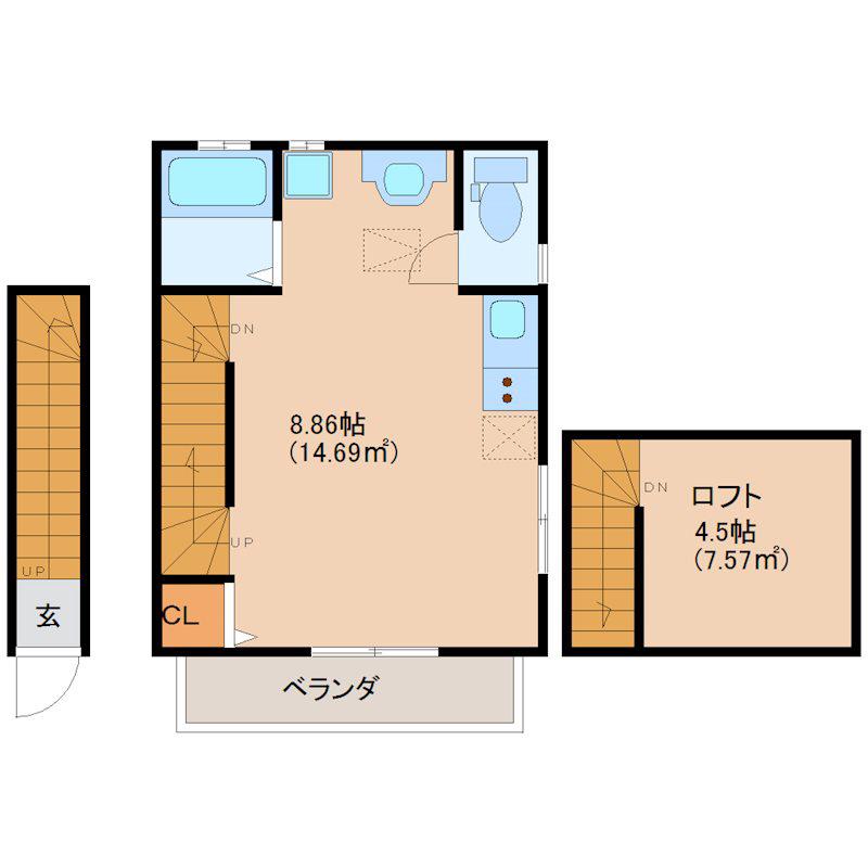RUMAHKU取手(ワンルーム/2階)の間取り写真
