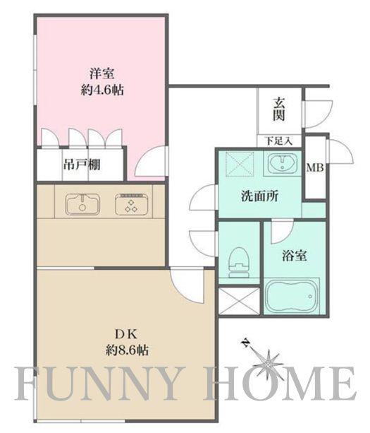 藤和シティコープ桜新町(1DK/1階)の間取り写真