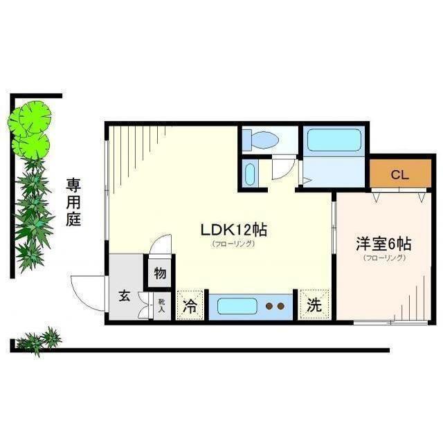 茅野ビル(1LDK/1階)の間取り写真