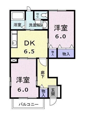 チェリッシュ(2DK/1階)の間取り写真