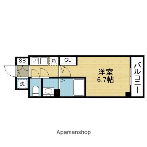 IW RESIDENCE大阪CREST TAPP(1K/8階)の間取り写真