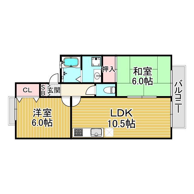 アーベント広田(2LDK/2階)の間取り写真