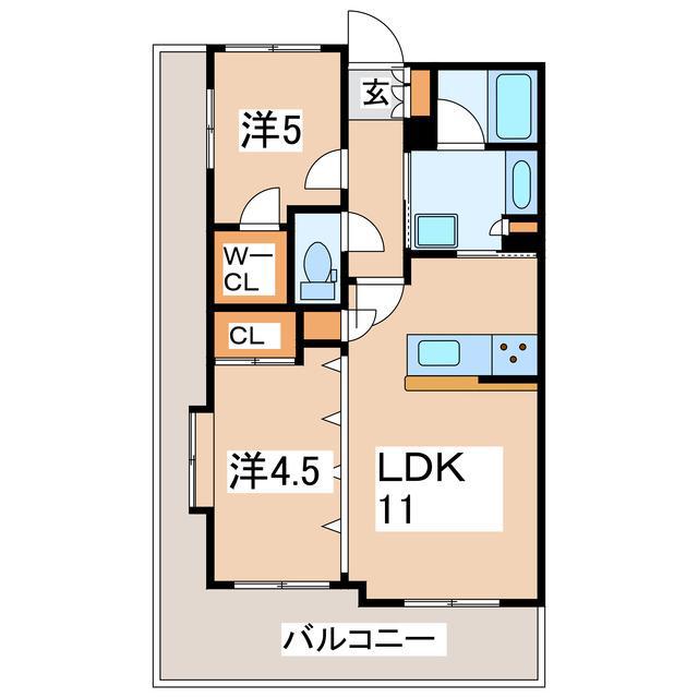 サンヴァーリオ菜根(2LDK/4階)の間取り写真