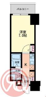 セレニテ本町グランデ(1K/2階)の間取り写真