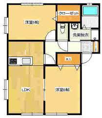 フローラ赤坂 A(2LDK/2階)の間取り写真