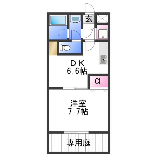 セゾン湊(1DK/1階)の間取り写真