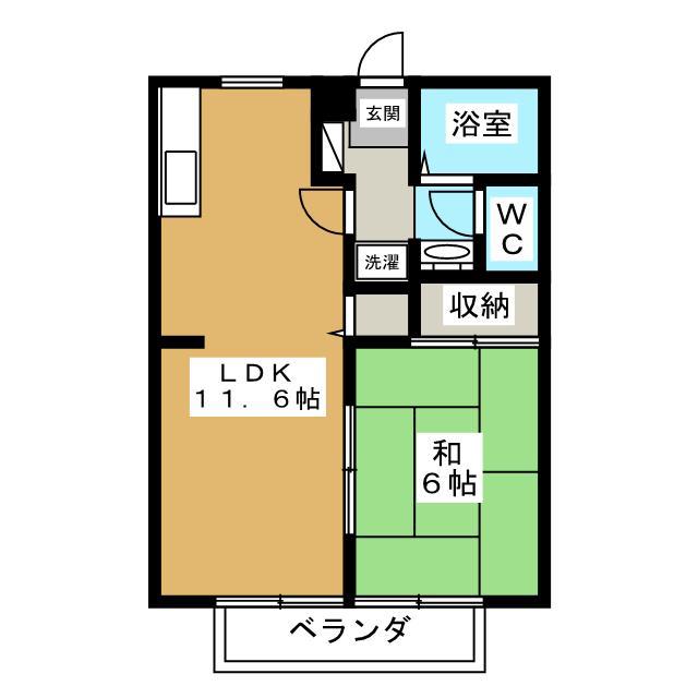 リバーサイドタウンB(1LDK/1階)の間取り写真
