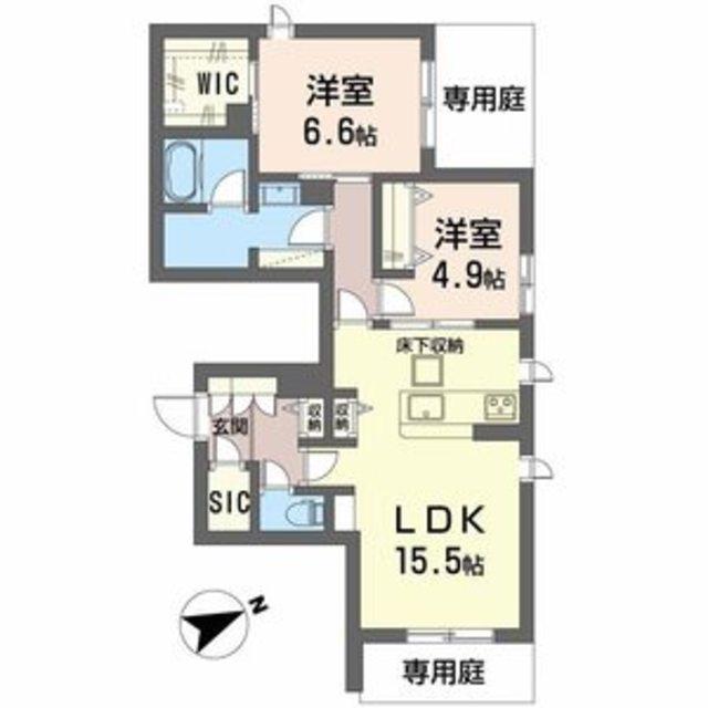 プレシア浜寺(2LDK/1階)の間取り写真