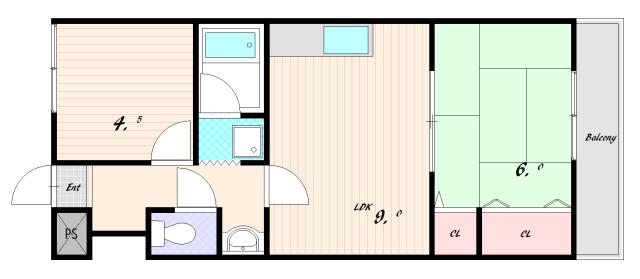 ビラ名谷D棟(2LDK/1階)の間取り写真