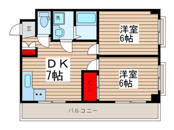 アイエスマンション(2DK/2階)の間取り写真