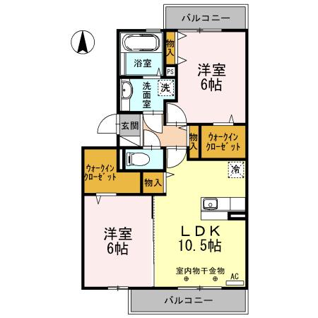 ボナール・K(2LDK/2階)の間取り写真
