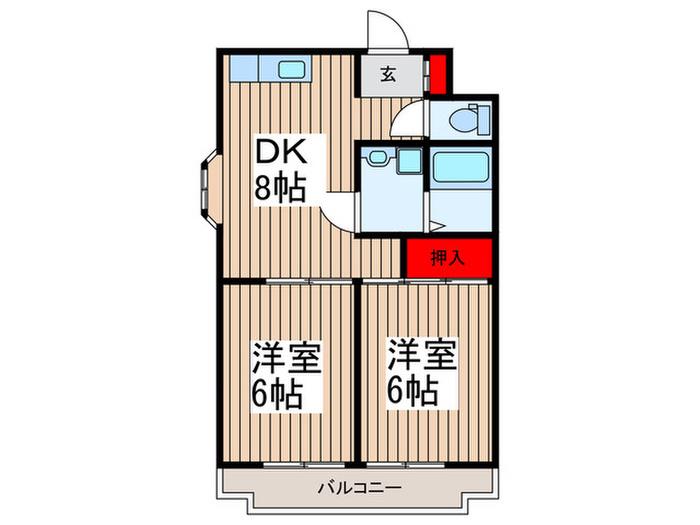 ブラッサム朝霞(2DK/1階)の間取り写真