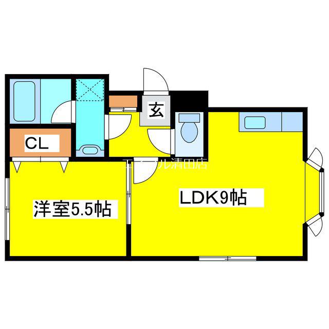 プレール清田(1LDK/2階)の間取り写真