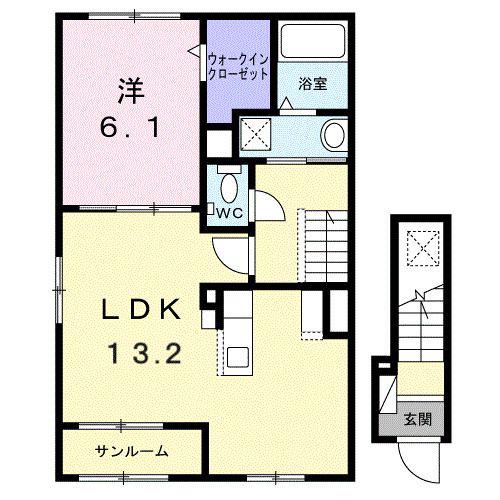 ソフィア(1LDK/2階)の間取り写真
