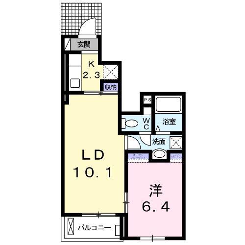 セイバリーヒルズ土浦(2K/1階)の間取り写真