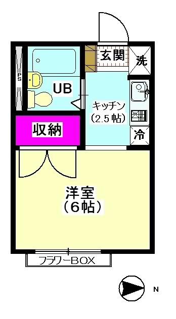 メゾンボヌール(1K/2階)の間取り写真