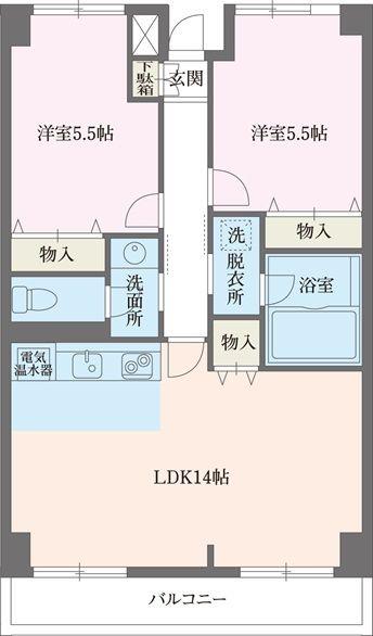 スカイコート(2LDK/3階)の間取り写真