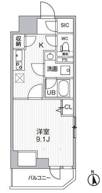 HF曳舟レジデンス(1K/2階)の間取り写真