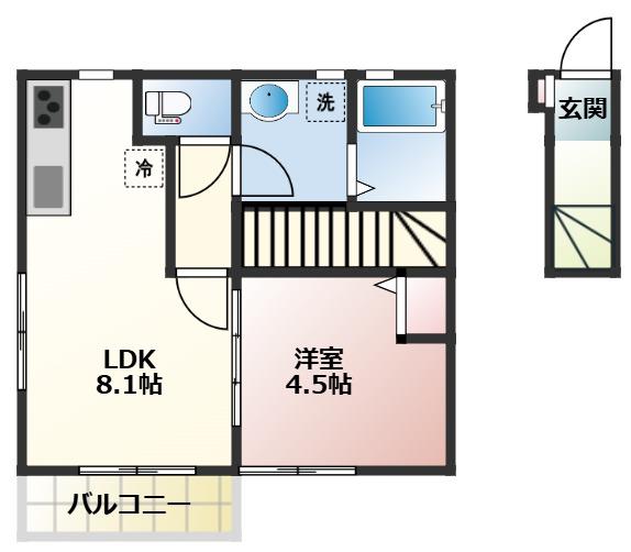 ESPERANZA.K(1LDK/2階)の間取り写真