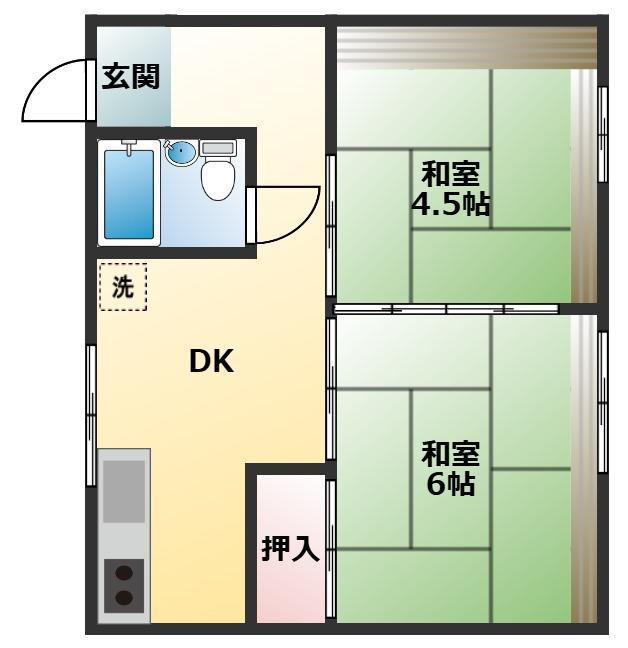 駅前ビル(2DK/2階)の間取り写真