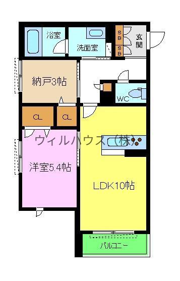 シャーメゾンセレノB(1SLDK/3階)の間取り写真