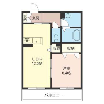 アンソレイユ(1LDK/2階)の間取り写真