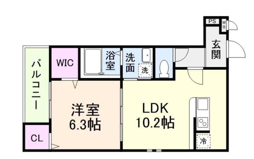 フジパレスSAKURA(1LDK/1階)の間取り写真