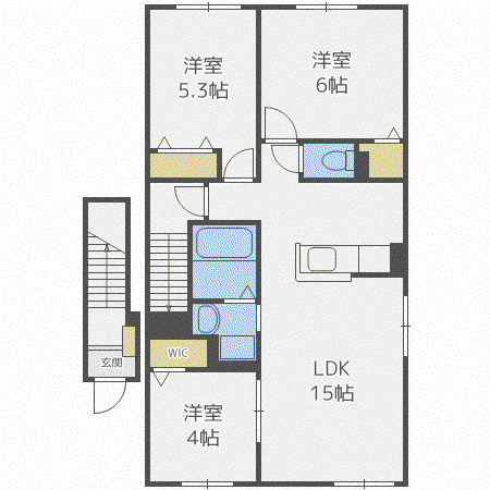YHアジュール コリーヌ(3LDK/2階)の間取り写真