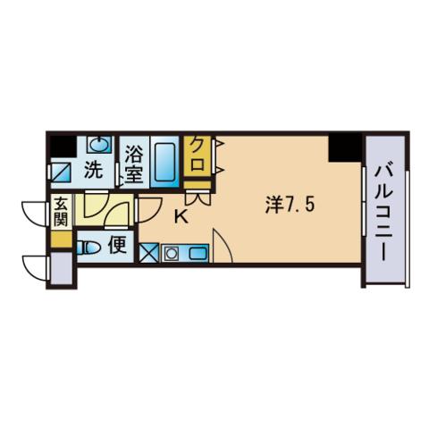 ルピエ天神北(1K/4階)の間取り写真