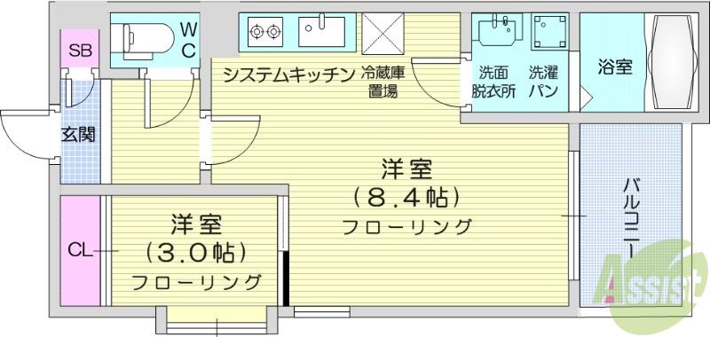 REGALEST東照宮駅前(1LDK/1階)の間取り写真