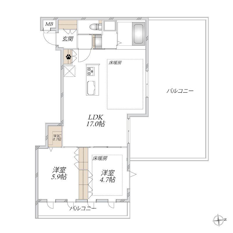 BAUM(2LDK/3階)の間取り写真