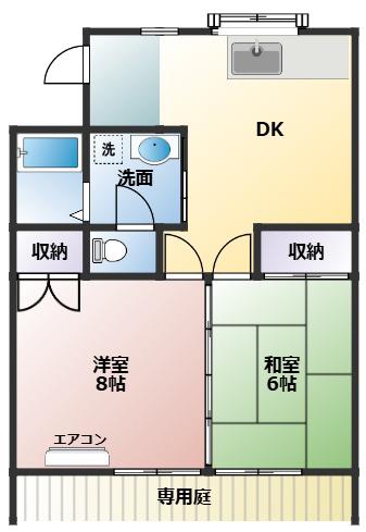 ファミールあじさいA(2DK/1階)の間取り写真