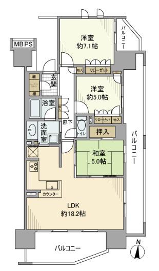 ライオンズオーチャードガーデン(3LDK/6階)の間取り写真