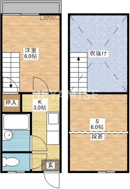 シャトル清水(1SK/1階)の間取り写真