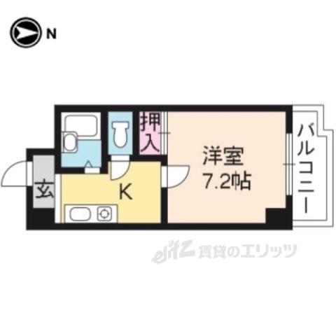 サンヴォア京都(1K/2階)の間取り写真