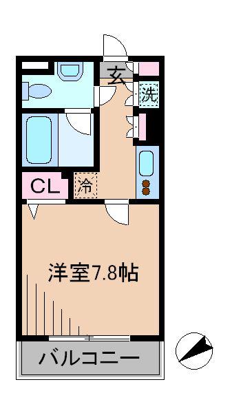 ヴィルヌーブ(1K/2階)の間取り写真