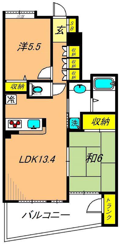 コンセール大森山王壱番館(2LDK/2階)の間取り写真