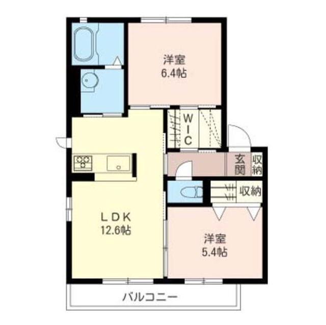 エクレールB棟(2LDK/2階)の間取り写真