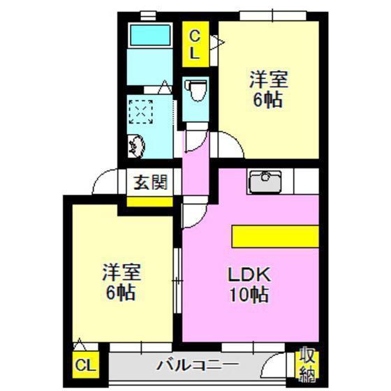 プレリーサン(2LDK/2階)の間取り写真