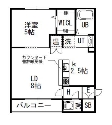 ウッドガーデン(1LDK/3階)の間取り写真
