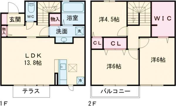 フローラ本城 A棟(3LDK/1階)の間取り写真