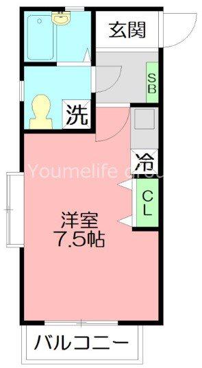ロワール湘南(1K/2階)の間取り写真