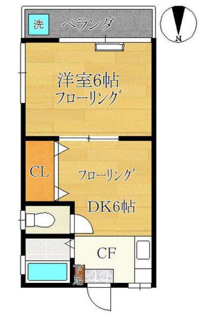 コーポラス二光(1DK/3階)の間取り写真