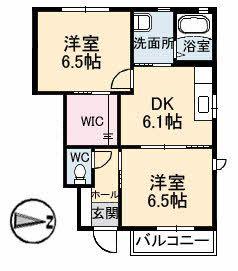 パステルひかわ A棟(2DK/1階)の間取り写真